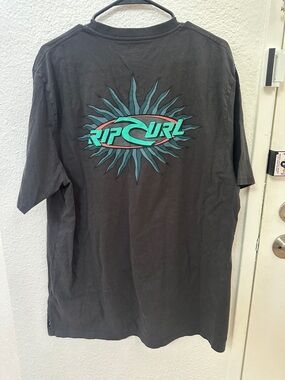 Rip Curl Black Short-Sleeve Crew Tee with Teal Logo